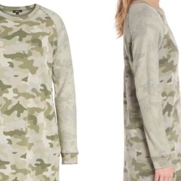 NEW! Rails Georgia Camo Tshirt Long Sleeve Side Zipper Dress - XS $158 - Picture 3 of 9
